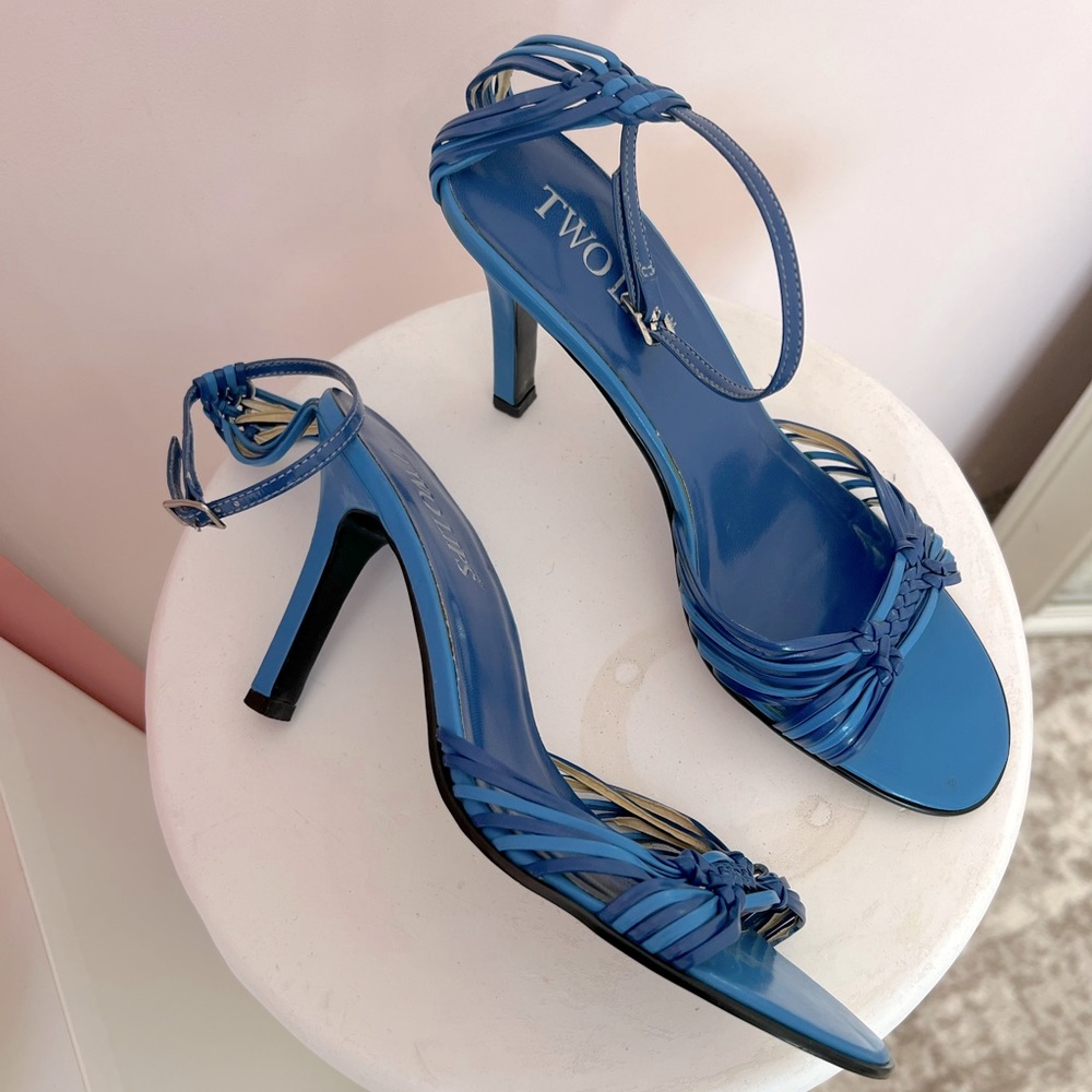 Vintage Blue monochromatic strap heels size 7.5 brand two lips